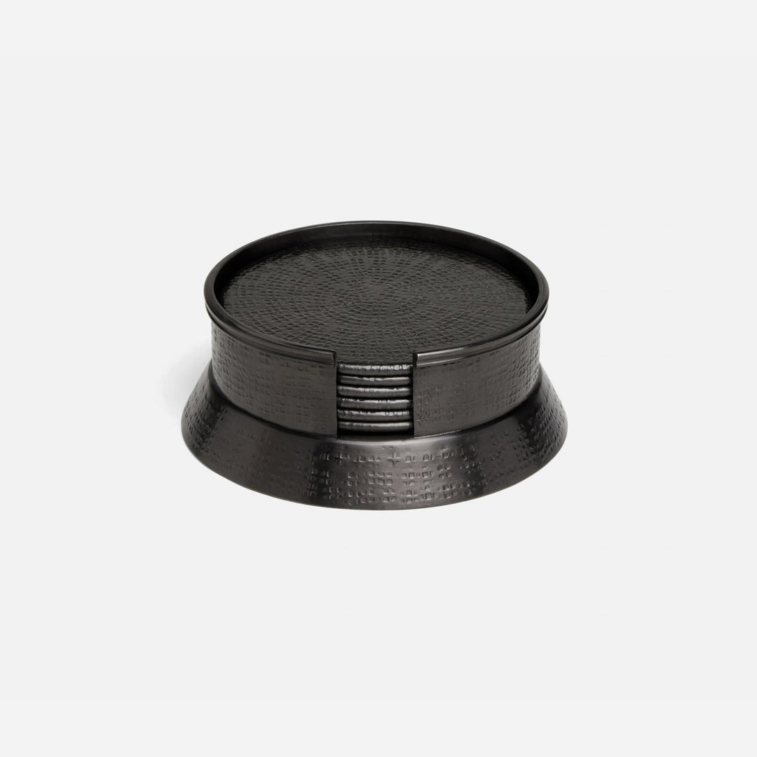 Winsford Black Nickel Coasters Set Of 6 Hammered Brass