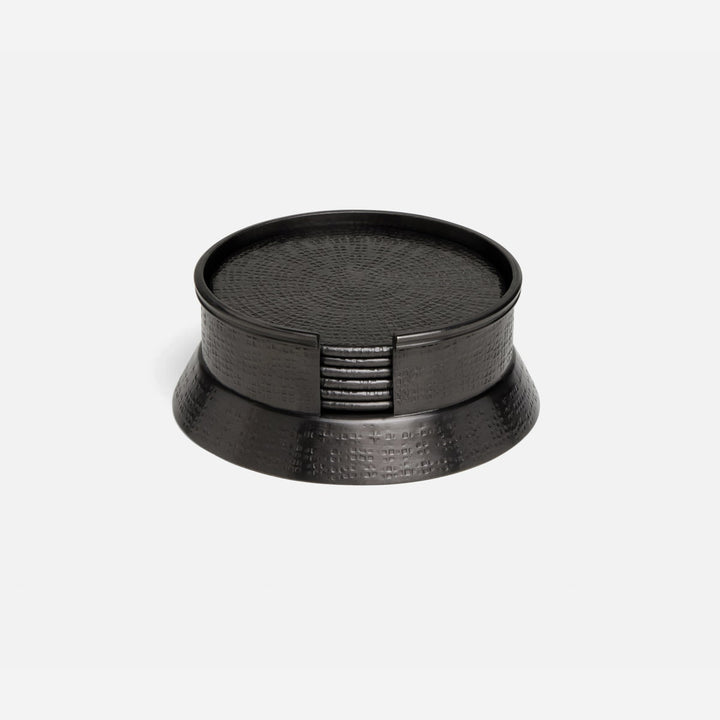 Winsford Black Nickel Coasters Set Of 6 Hammered Brass
