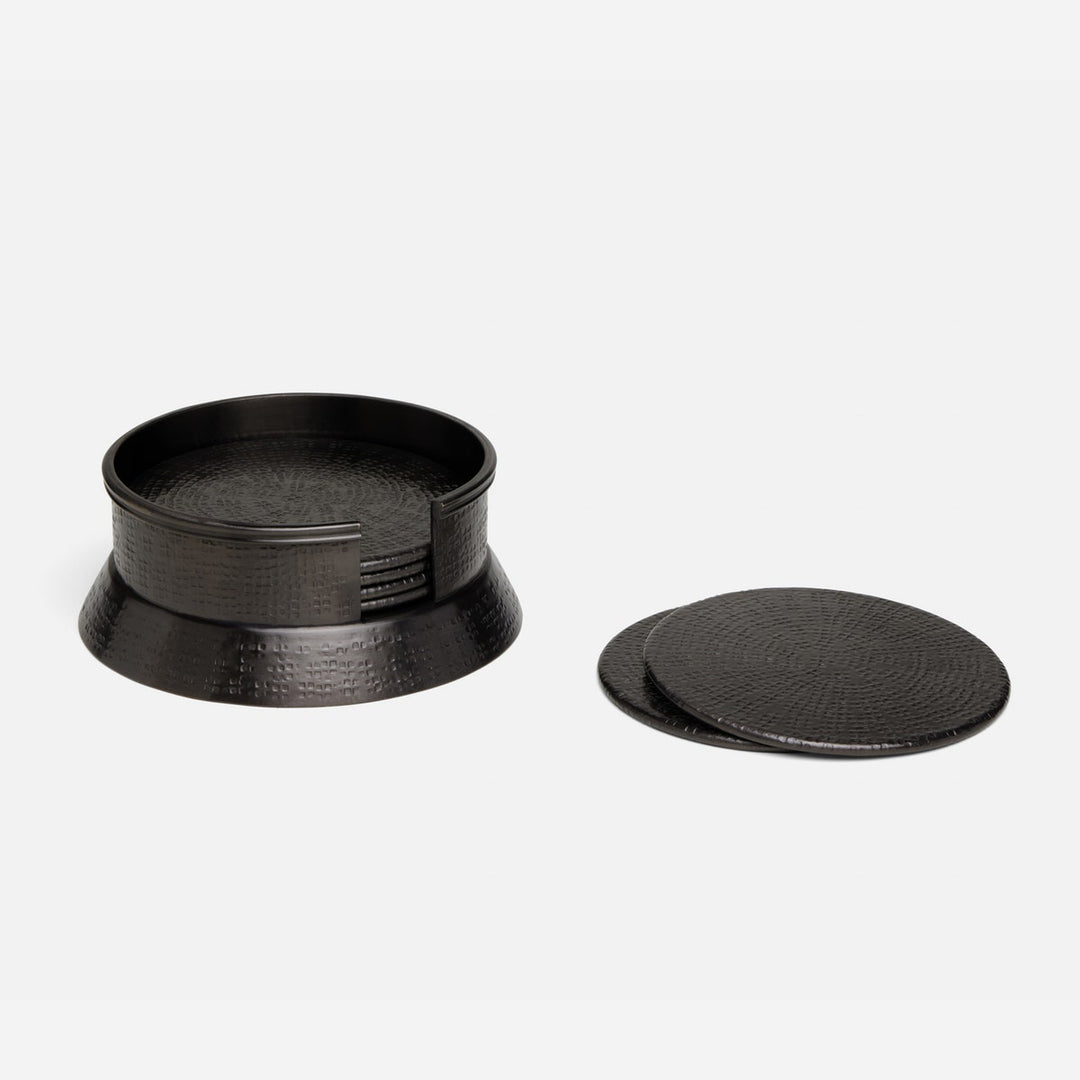 Winsford Black Nickel Coasters Set Of 6 Hammered Brass