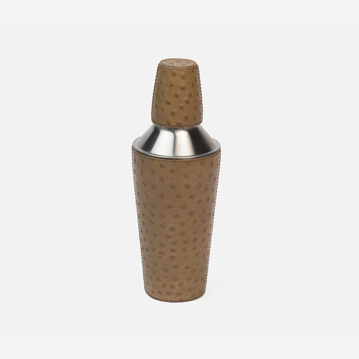 Witney Oat Brown Ostrich Cocktail Shaker Full-Grain Leather