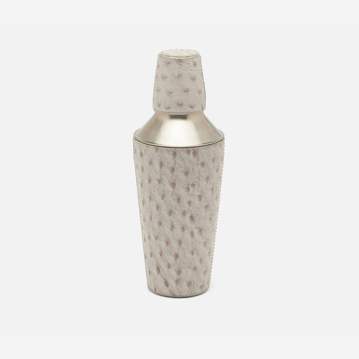 Witney Light Gray Ostrich Cocktail Shaker Full-Grain Leather