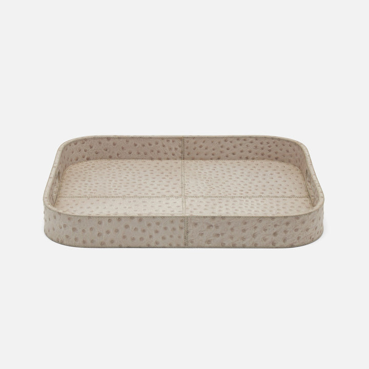 Witney Light Gray Ostrich Rectangular Tray Full-Grain Leather