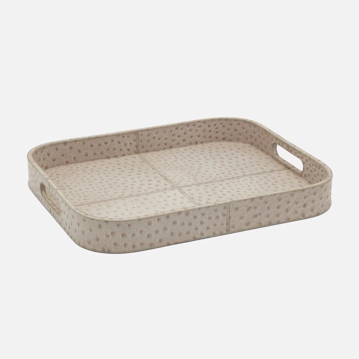 Witney Light Gray Ostrich Rectangular Tray Full-Grain Leather
