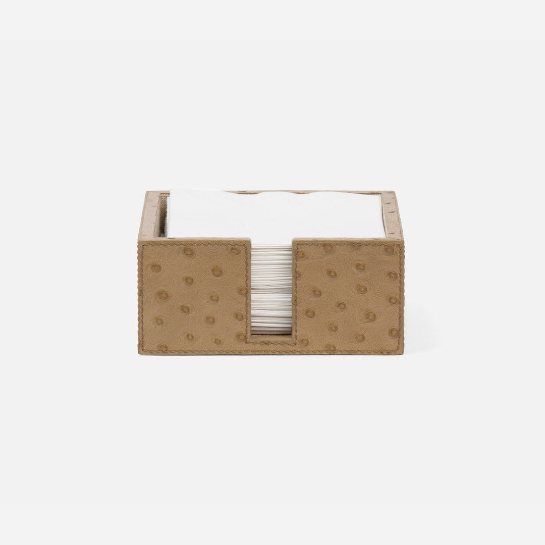 Witney Oat Brown Ostrich Cocktail Napkin Holder Full-Grain Leather Pack/2