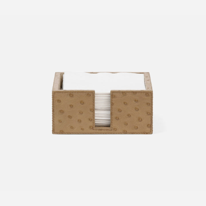 Witney Oat Brown Ostrich Cocktail Napkin Holder Full-Grain Leather Pack/2