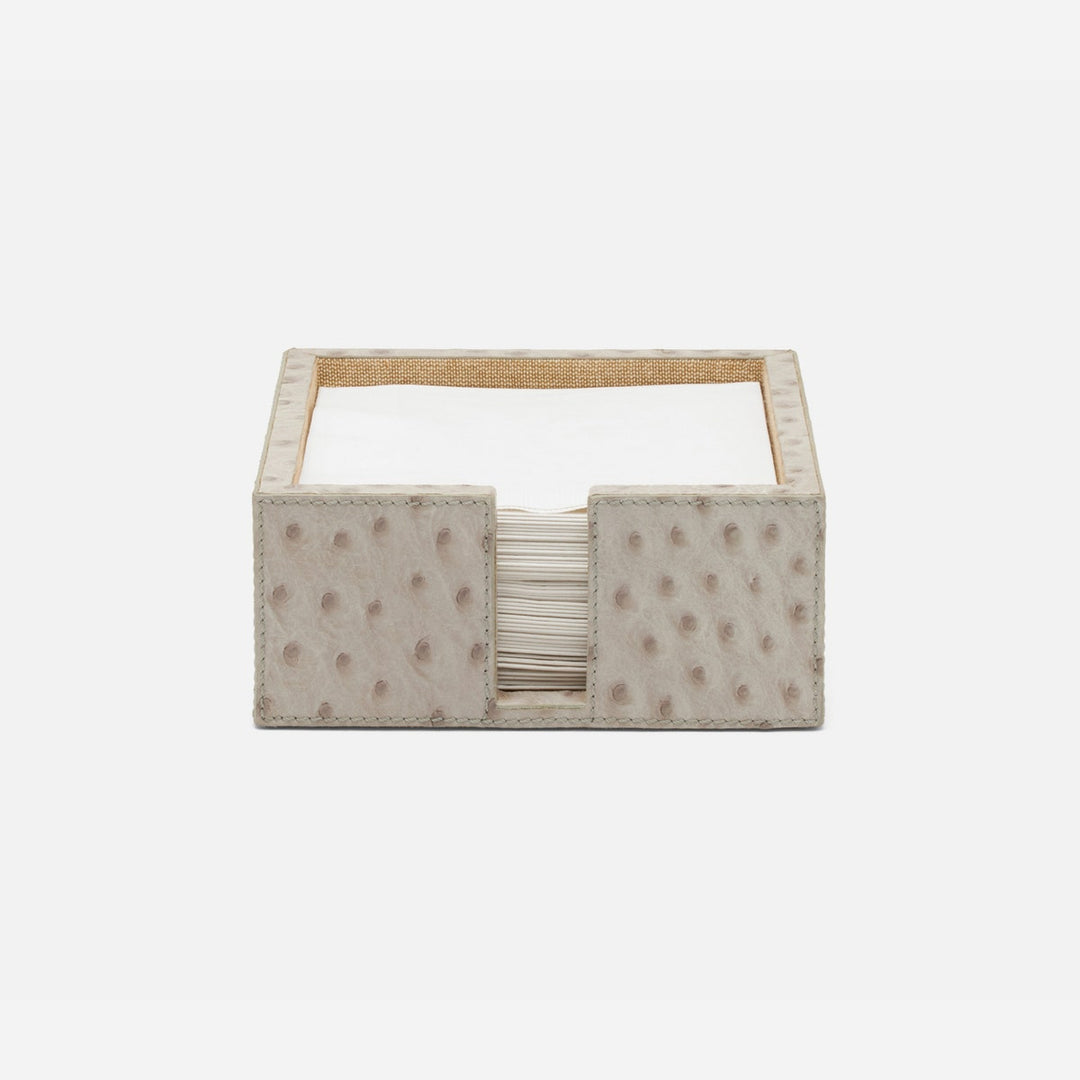 Witney Light Gray Ostrich Cocktail Napkin Holder Full-Grain Leather Pack/2