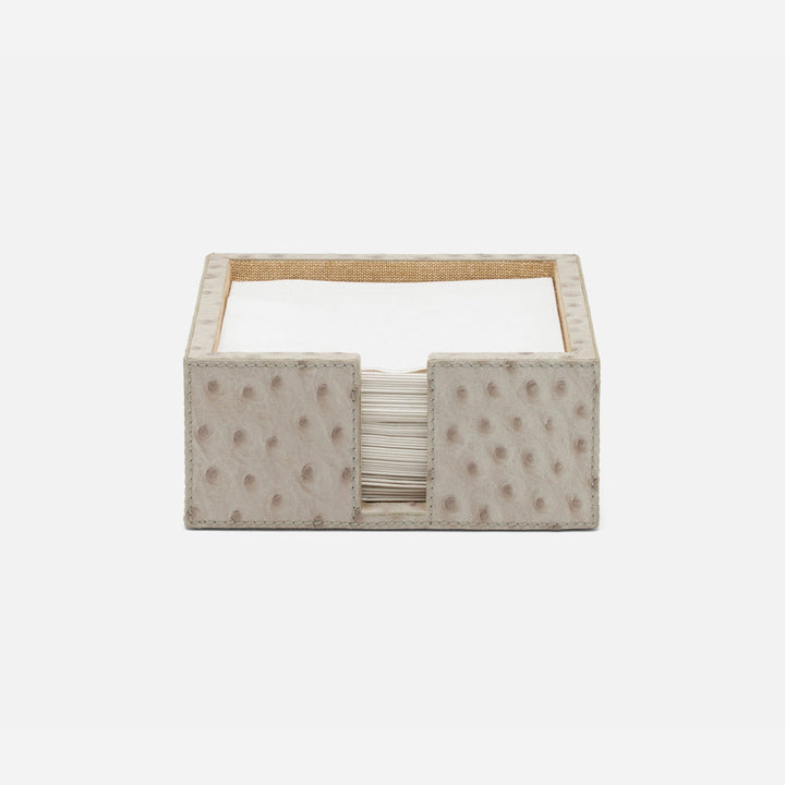 Witney Light Gray Ostrich Cocktail Napkin Holder Full-Grain Leather Pack/2