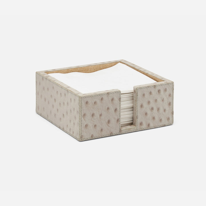 Witney Light Gray Ostrich Cocktail Napkin Holder Full-Grain Leather Pack/2