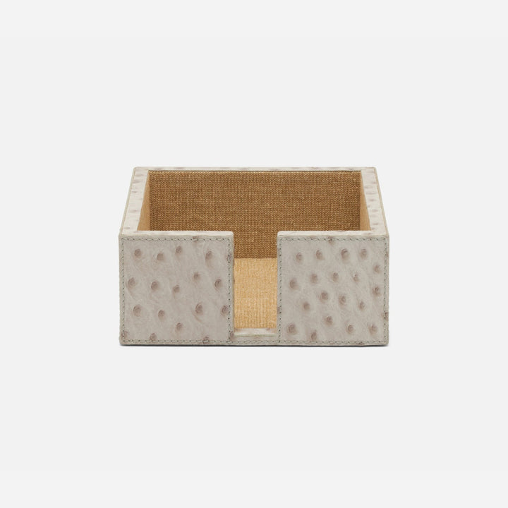 Witney Light Gray Ostrich Cocktail Napkin Holder Full-Grain Leather Pack/2