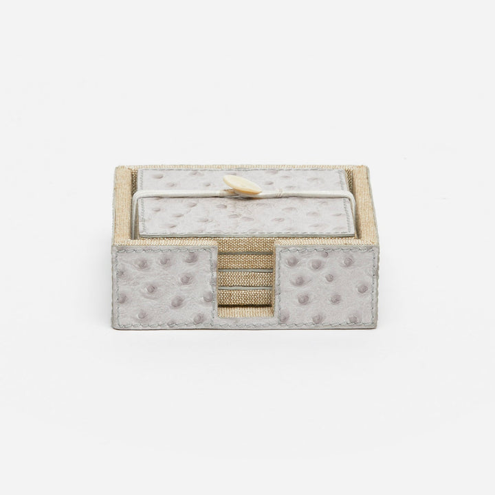 Witney Light Gray Ostrich Coasters Set Of 4 Full-Grain Leather Pack/2