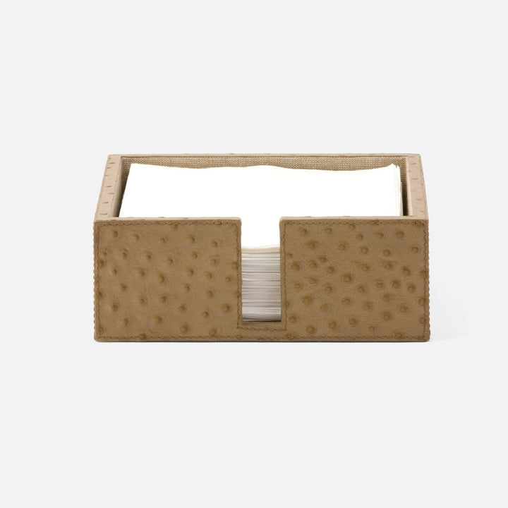 Witney Oat Brown Ostrich Luncheon Napkin Holder Full-Grain Leather Pack/2