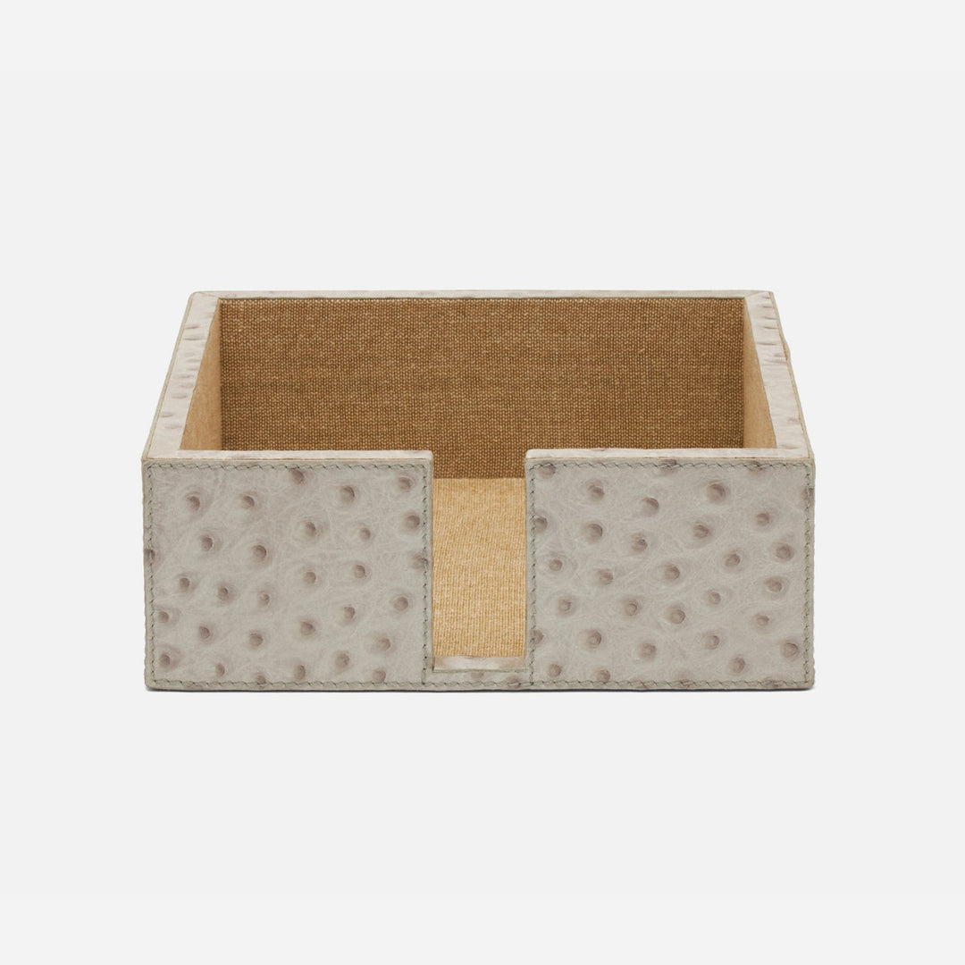 Witney Light Gray Ostrich Luncheon Napkin Holder Full-Grain Leather Pack/2