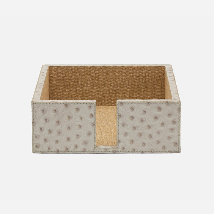 Witney Light Gray Ostrich Luncheon Napkin Holder Full-Grain Leather Pack/2