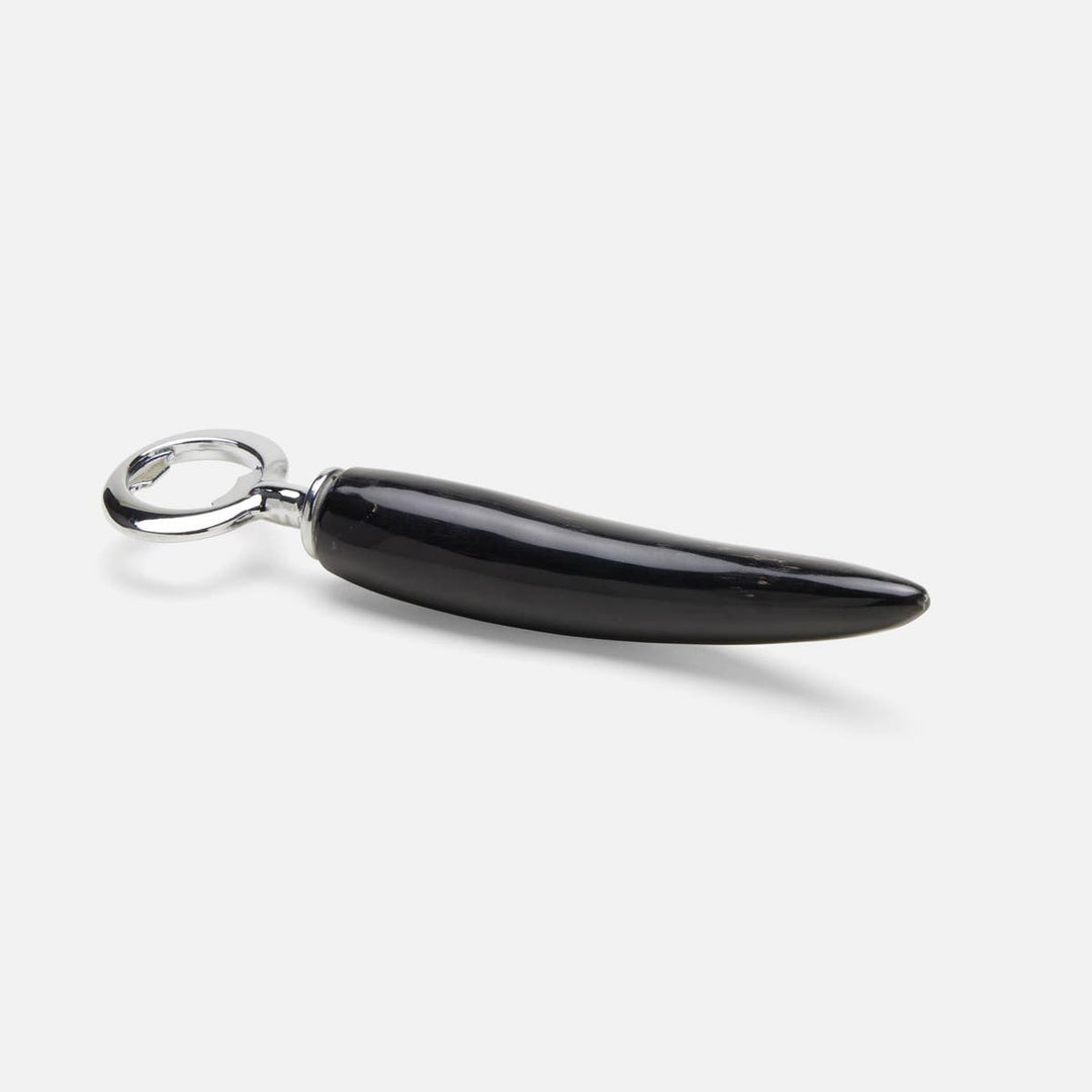 Agatha Black Horn Bottle Opener Silver Hardware Pack/3