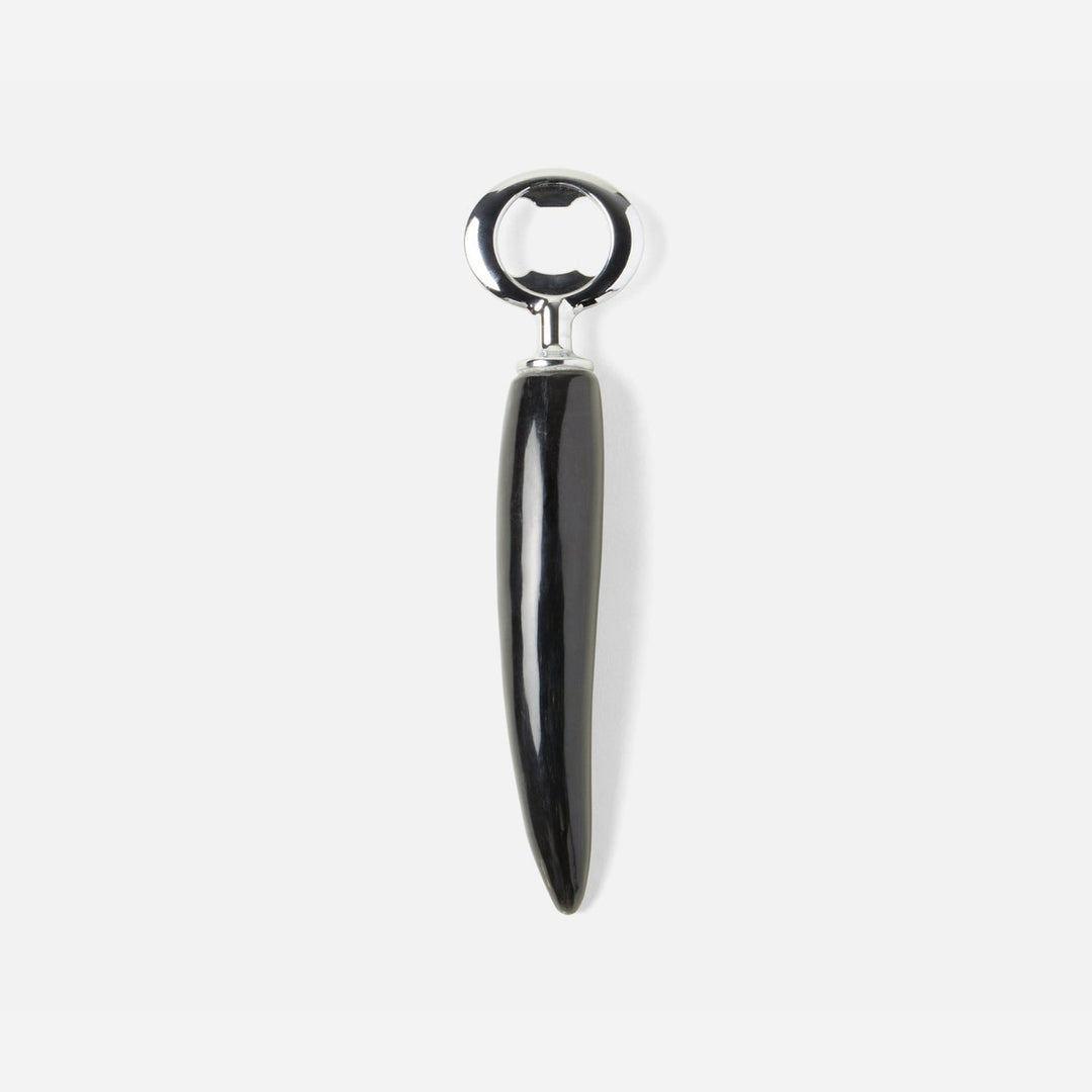 Agatha Black Horn Bottle Opener Silver Hardware Pack/3