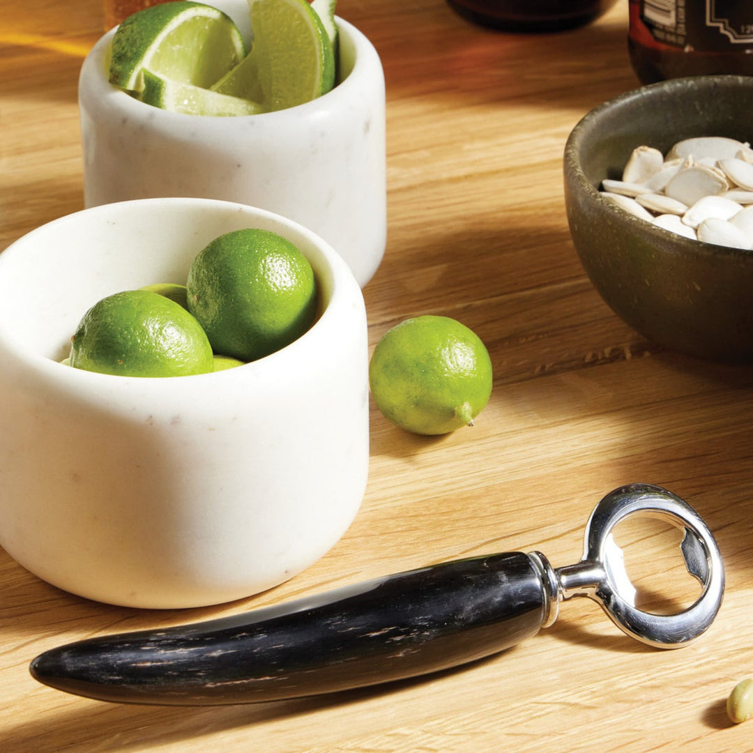 Agatha Black Horn Bottle Opener Silver Hardware Pack/3
