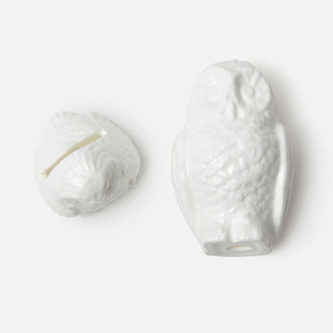 Alexander White Glaze Large Owl Card Holder Boxed Set Of 4