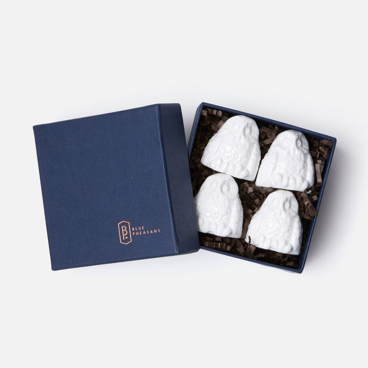 Alexander White Glaze Small Owl Card Holder Boxed Set Of 4