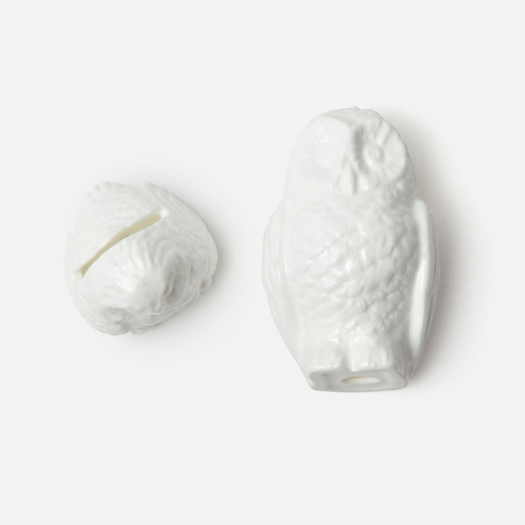 Alexander White Glaze Small Owl Card Holder Boxed Set Of 4