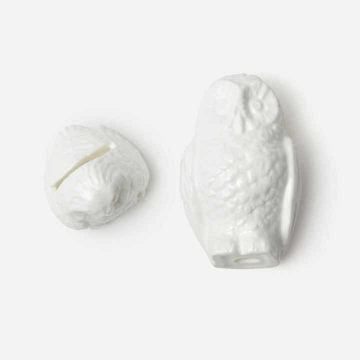 Alexander White Glaze Small Owl Card Holder Boxed Set Of 4