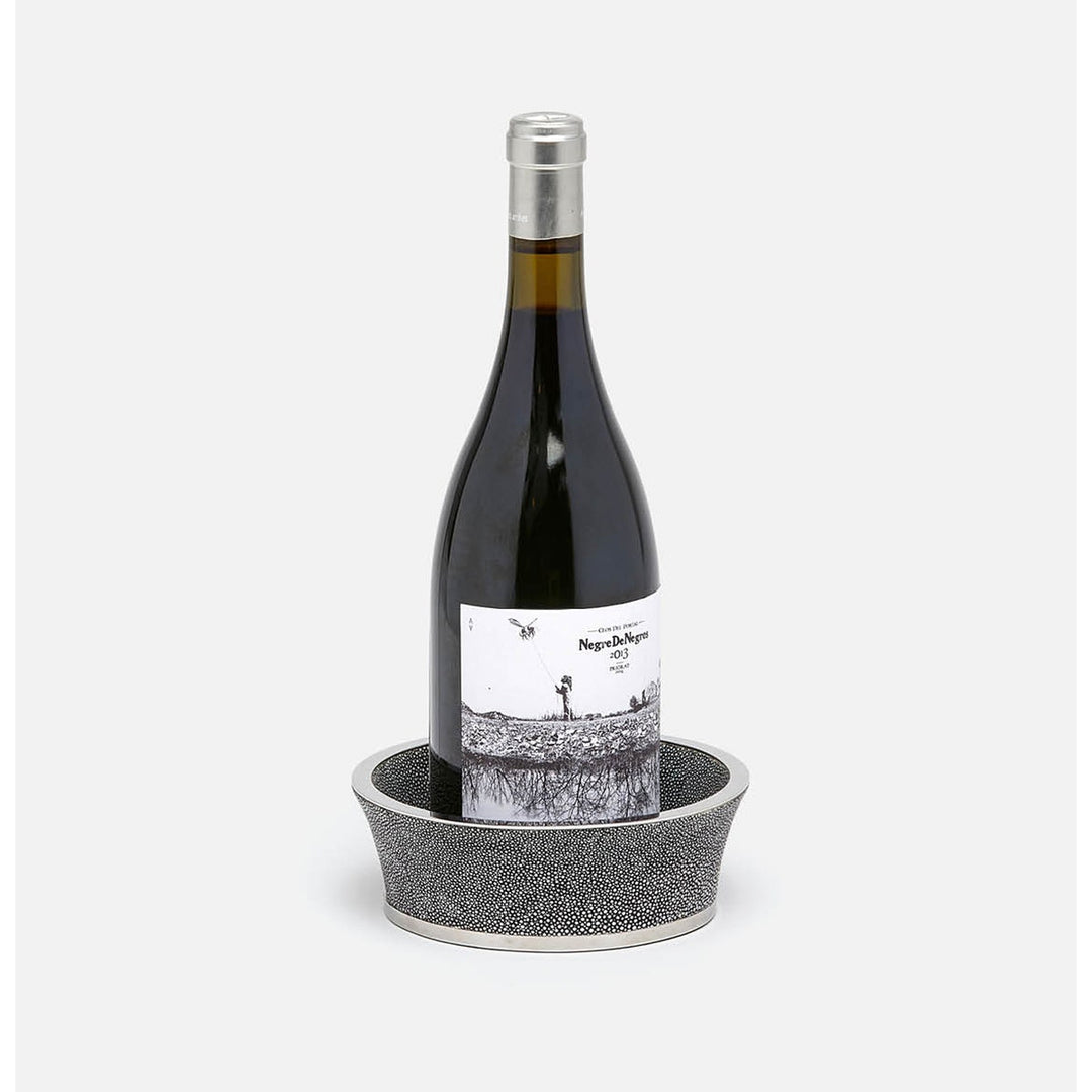 Angelica Cool Gray/Silver Round Wine Coaster