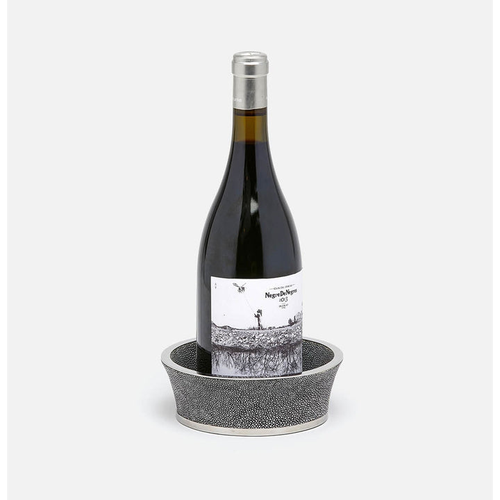 Angelica Cool Gray/Silver Round Wine Coaster
