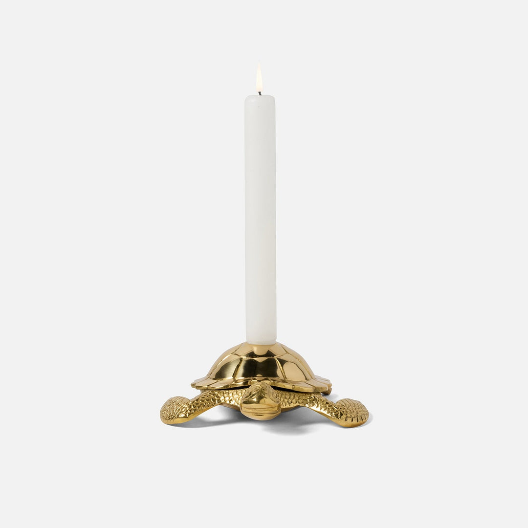 Bishop Polished Gold Sea Turtle Candle Holder Brass Pack/2