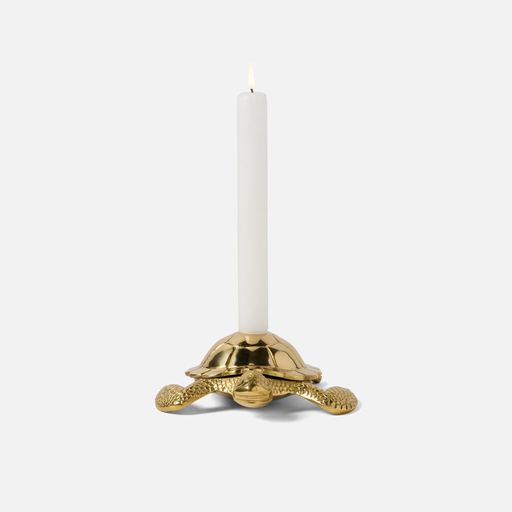 Bishop Polished Gold Sea Turtle Candle Holder Brass Pack/2