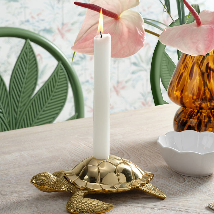Bishop Polished Gold Sea Turtle Candle Holder Brass Pack/2