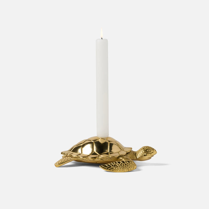 Bishop Polished Gold Sea Turtle Candle Holder Brass Pack/2
