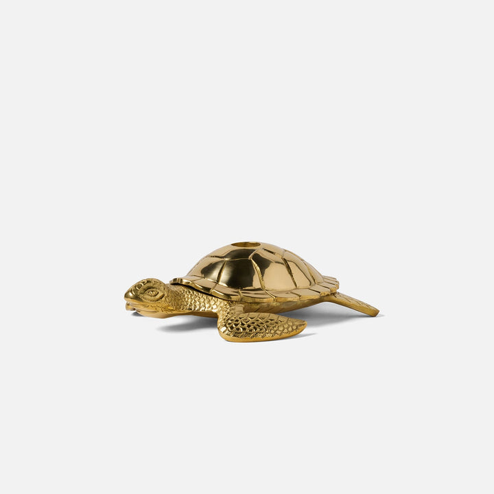 Bishop Polished Gold Sea Turtle Candle Holder Brass Pack/2
