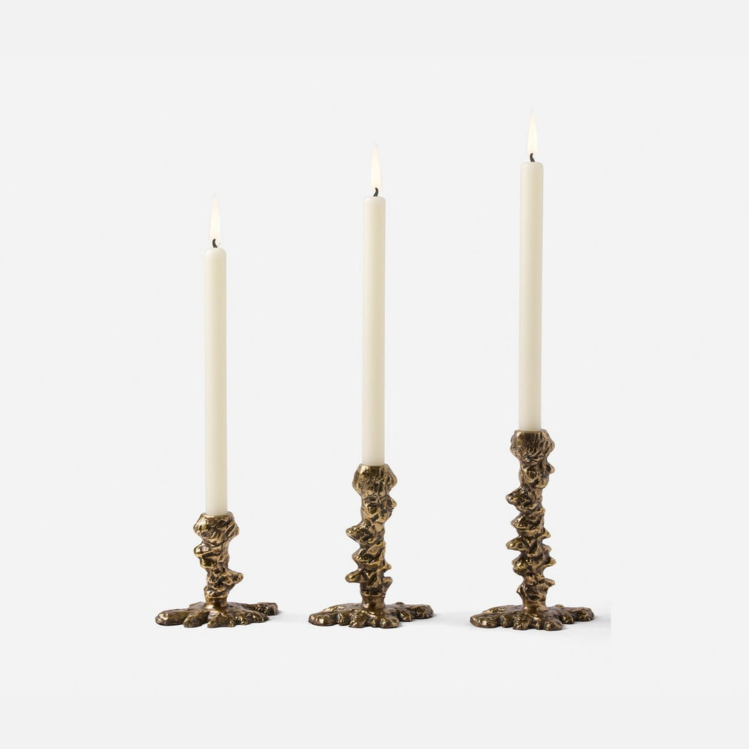 Dorien Antique Gold Wax Drip Candle Holders Aluminum Set/3