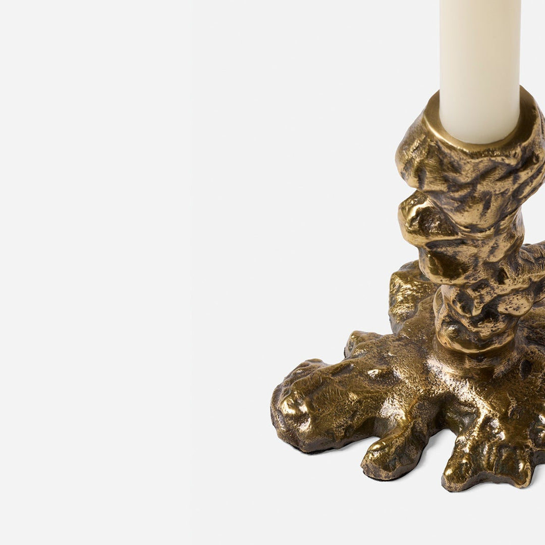 Dorien Antique Gold Wax Drip Candle Holders Aluminum Set/3