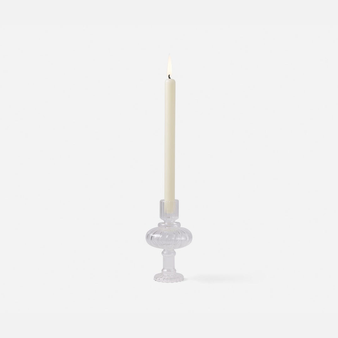 Elodie Clear Candle Holders Hand Blown Glass Set/3