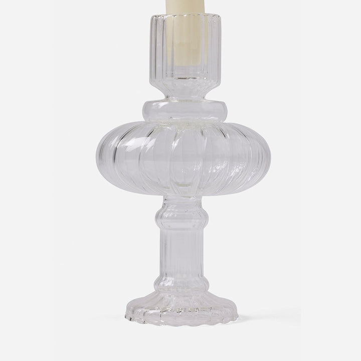 Elodie Clear Candle Holders Hand Blown Glass Set/3
