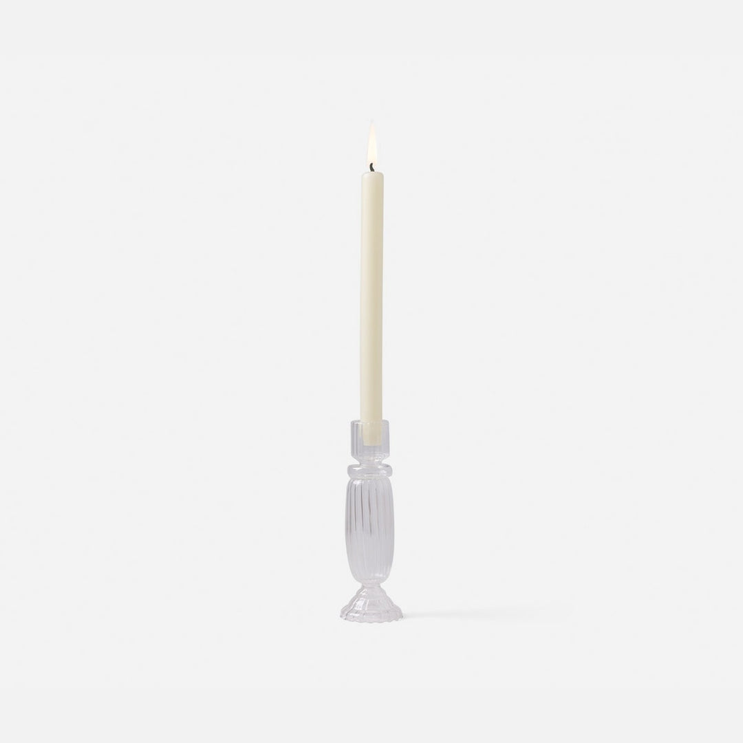 Elodie Clear Candle Holders Hand Blown Glass Set/3