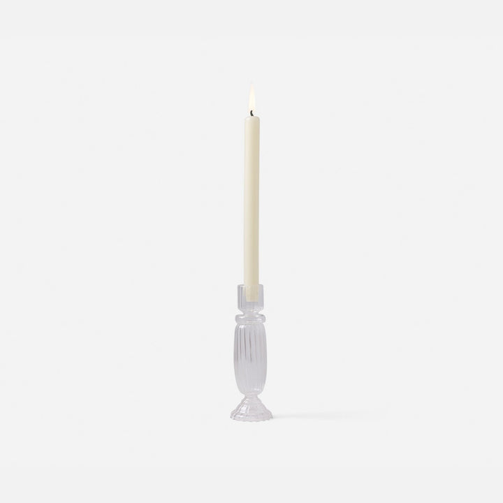 Elodie Clear Candle Holders Hand Blown Glass Set/3