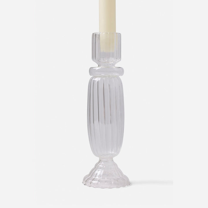 Elodie Clear Candle Holders Hand Blown Glass Set/3