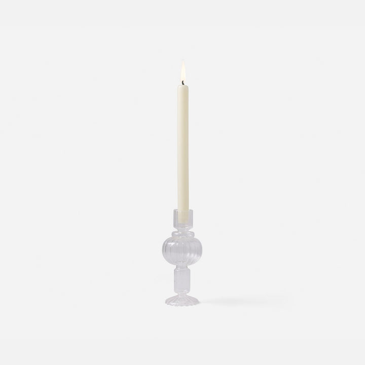 Elodie Clear Candle Holders Hand Blown Glass Set/3