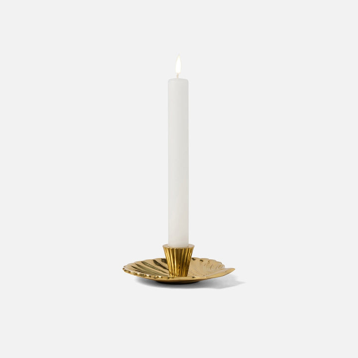 Jovie Polished Gold Clam Shell Candle Holder Brass Pack/2