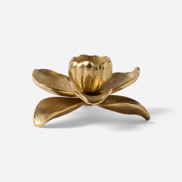 Mirabelle Matte Gold Orchid Candle Holder Brass Pack/2