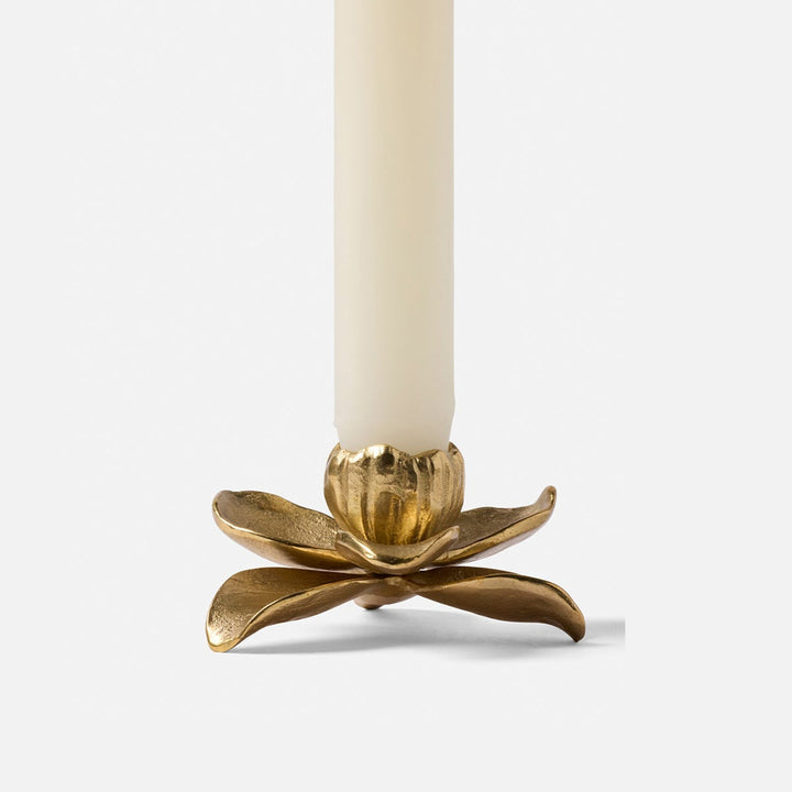 Mirabelle Matte Gold Orchid Candle Holder Brass Pack/2