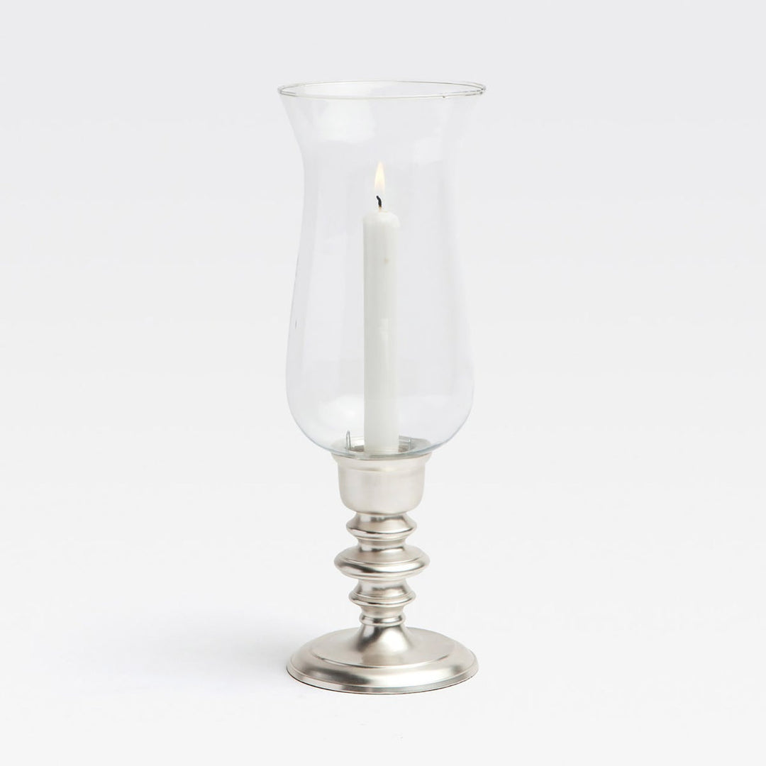 Howard Matte Silver Hurricane Candle Holder