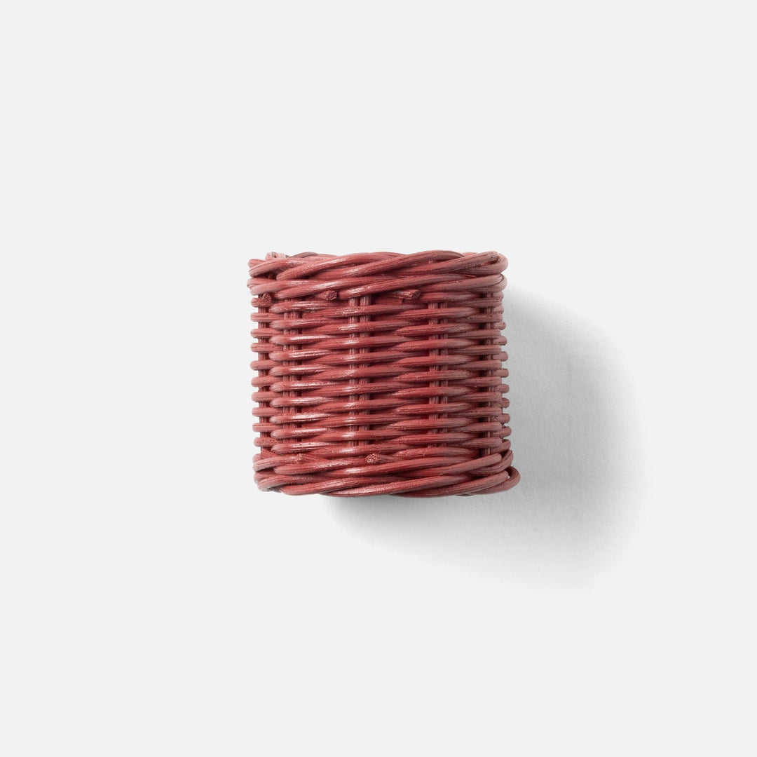 Annmarie Bordeaux Red Woven Napkin Ring Rattan Pack/4 Boxed
