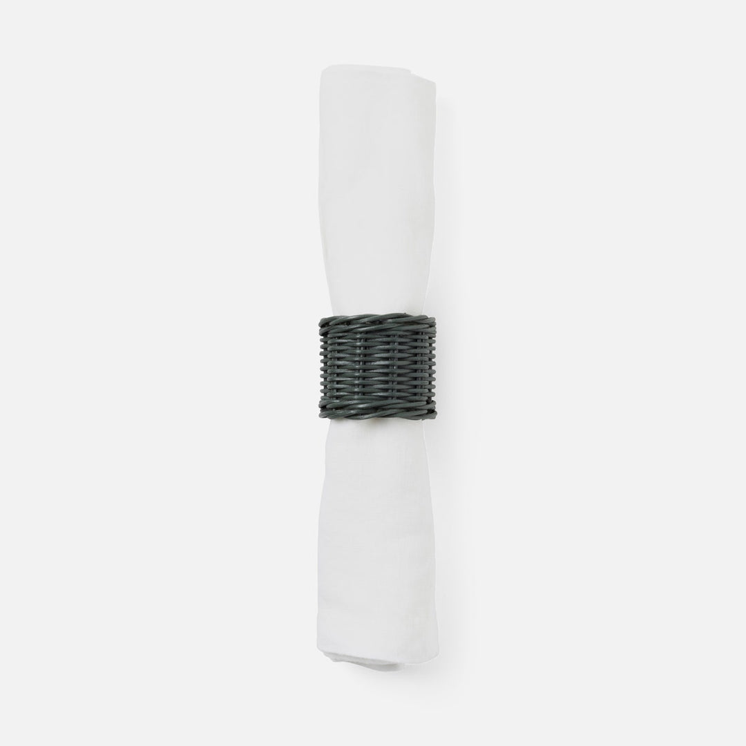 Annmarie Hunter Green Woven Napkin Ring Rattan Pack/4 Boxed