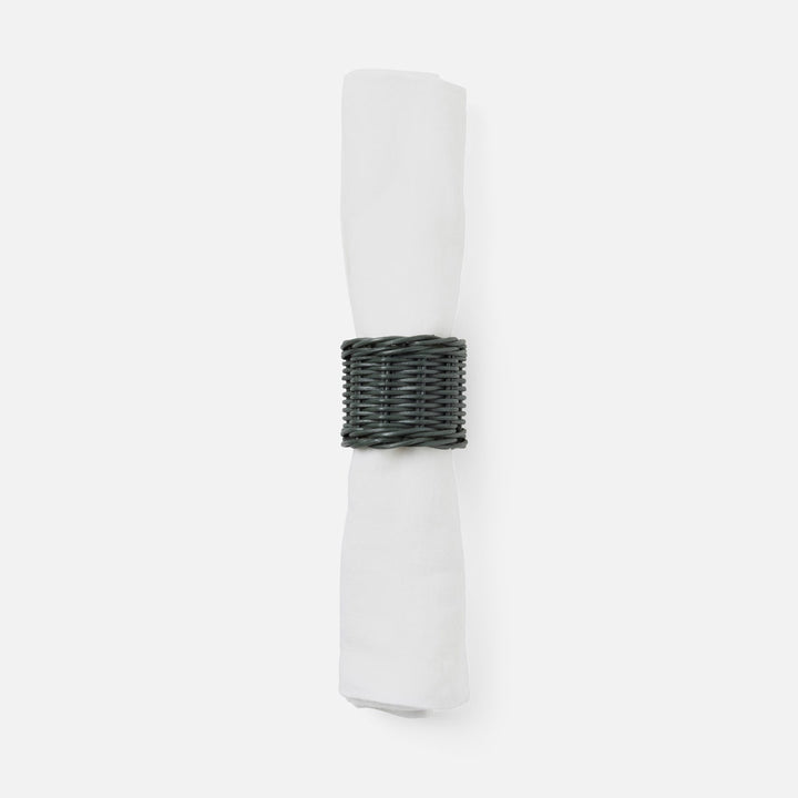 Annmarie Hunter Green Woven Napkin Ring Rattan Pack/4 Boxed