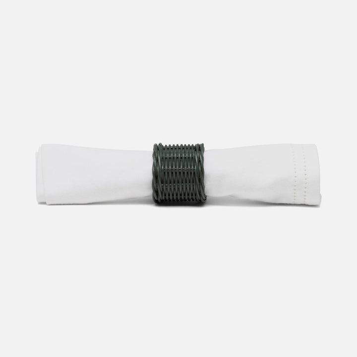 Annmarie Hunter Green Woven Napkin Ring Rattan Pack/4 Boxed
