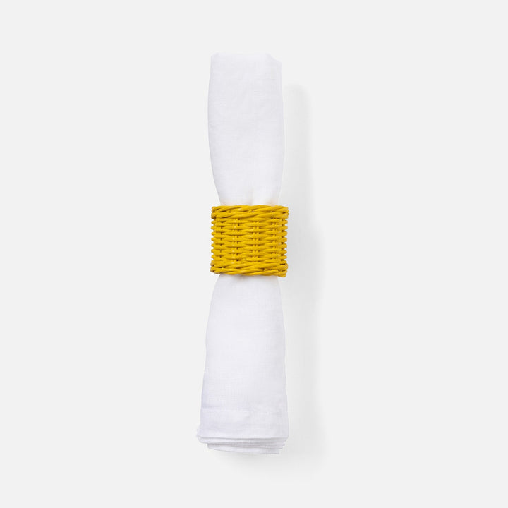 Annmarie Lemon Woven Napkin Ring Rattan Boxed Pack/4