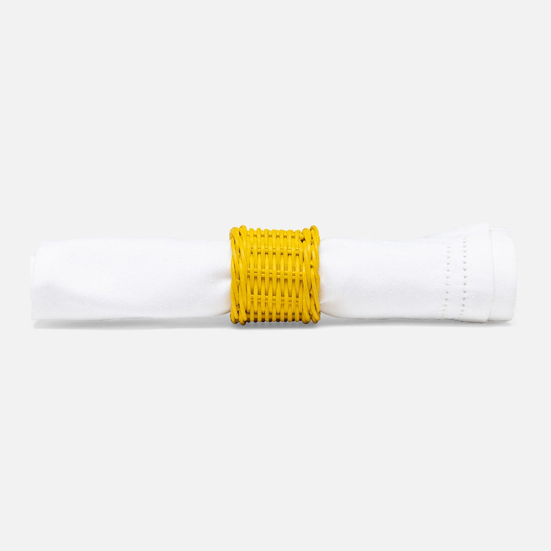 Annmarie Lemon Woven Napkin Ring Rattan Boxed Pack/4