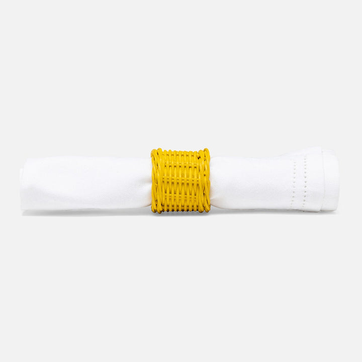 Annmarie Lemon Woven Napkin Ring Rattan Boxed Pack/4